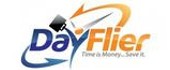 Logo with the text "DayFlier" and a jet icon. Arrows encircle the text. The tagline reads, "Time is Money... Save It.