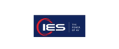 Logo with "IES" in bold white letters on a blue background. Red semicircle design on the left. Text on the right reads, "THE POWER OF AV.