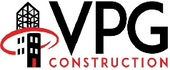Logo of VPG Construction featuring a stylized building next to the company name in bold letters.