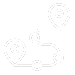 A dashed line connects two location markers in a path or route illustration.