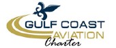 Logo of Gulf Coast Aviation Charter featuring a stylized bird and curved line design.