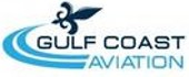 Logo of Gulf Coast Aviation featuring a stylized blue wing and a fleur-de-lis with the text "Gulf Coast Aviation" in blue and black.